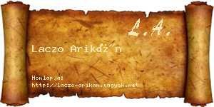 Laczo Arikán névjegykártya